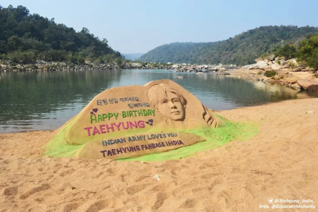 bts v sand art by Indian bts army